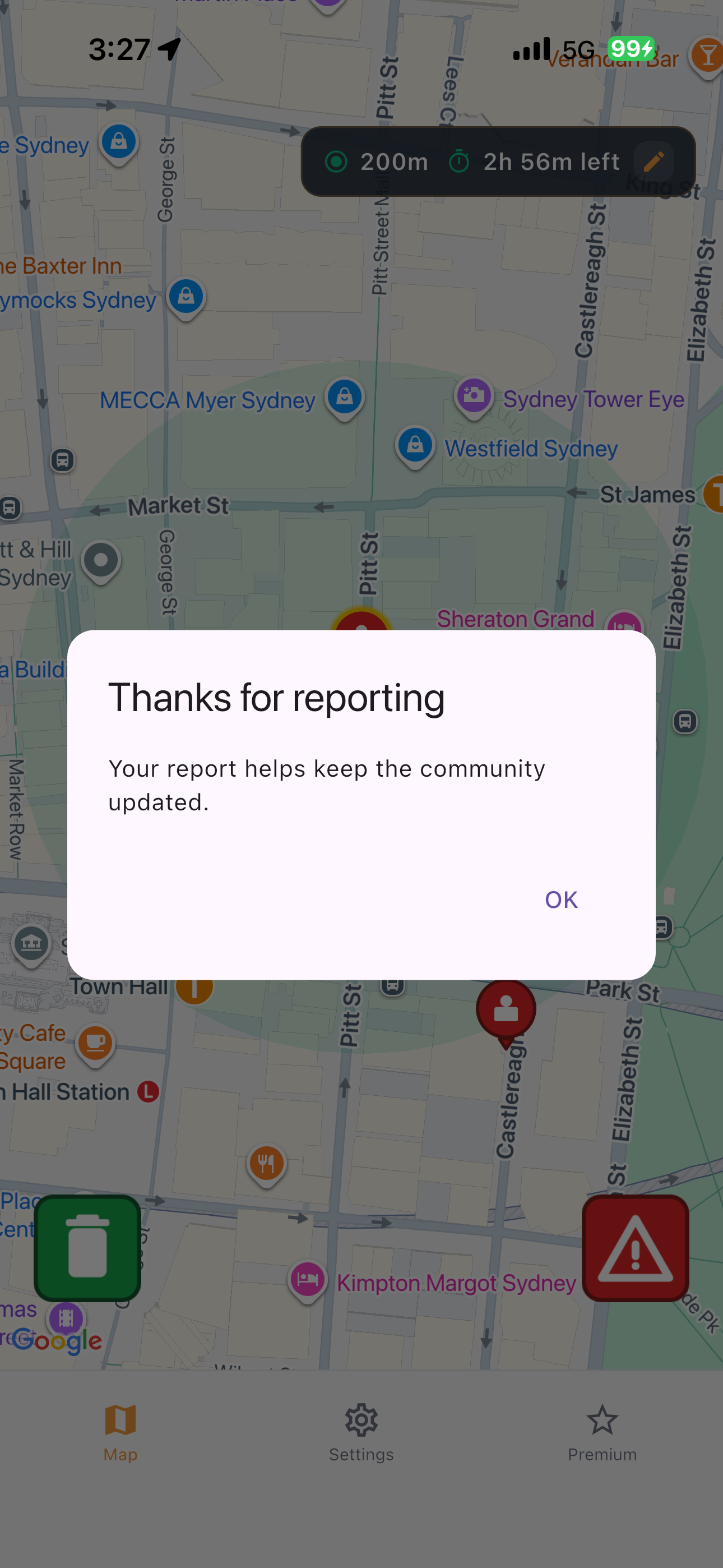 Community report confirmation on the map